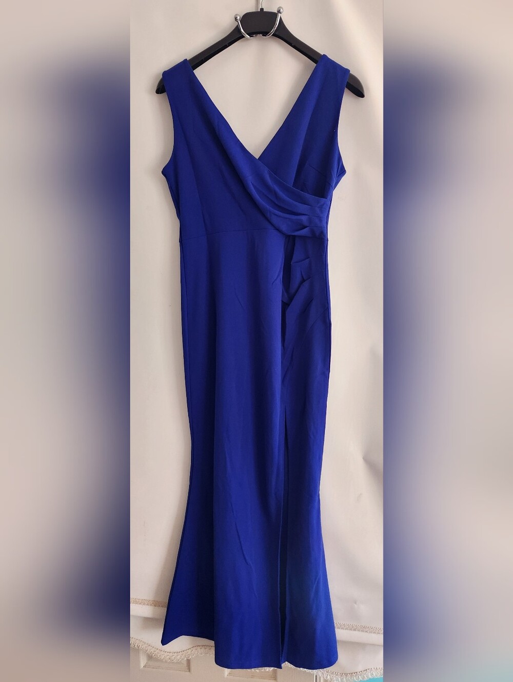 NWT Woosea Elegant Royal Blue Sleeveless V-Neck Split Dress Size XL